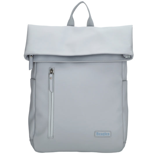 Cityrucksack 36x28cm in Hellblau mit Umschlag und Reißverschluss - leder-accessoires.com