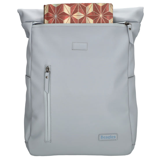 Cityrucksack 36x28cm in Hellblau mit Umschlag und Reißverschluss - leder-accessoires.com