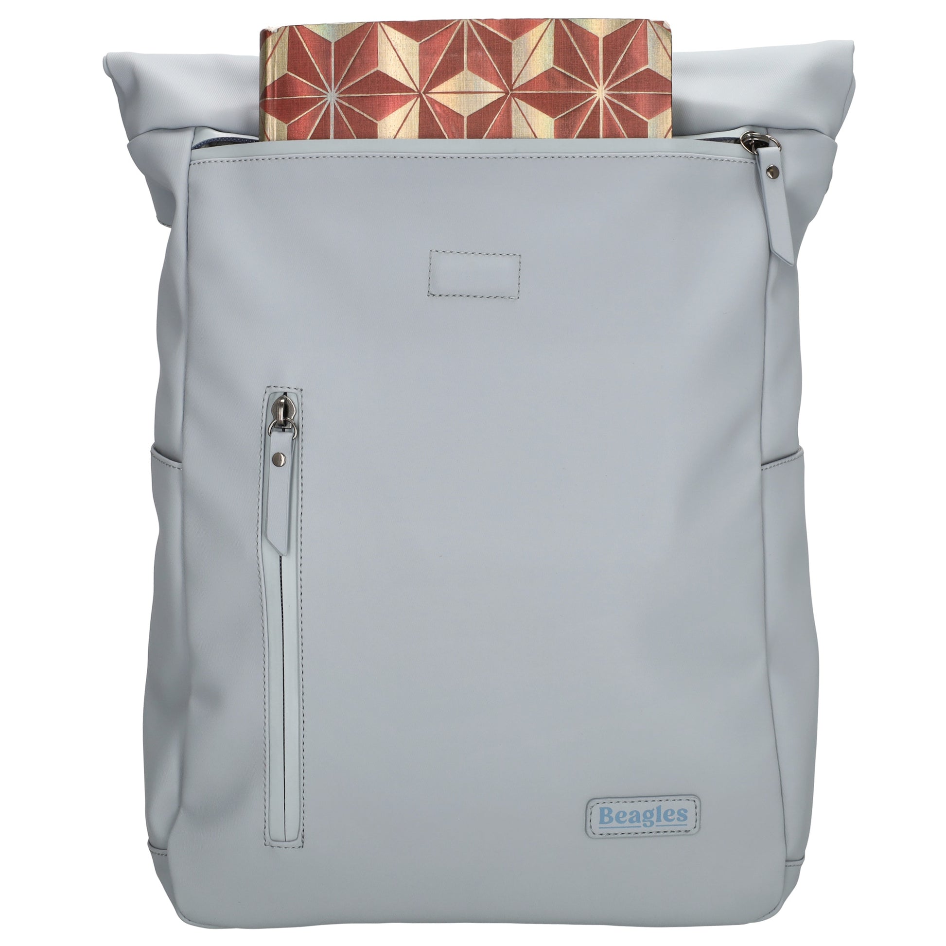 Cityrucksack 36x28cm in Hellblau mit Umschlag und Reißverschluss - leder-accessoires.com