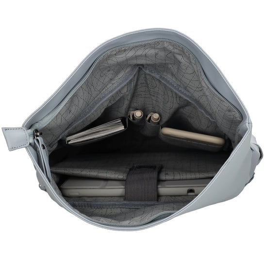 Cityrucksack 36x28cm in Hellblau mit Umschlag und Reißverschluss - leder-accessoires.com
