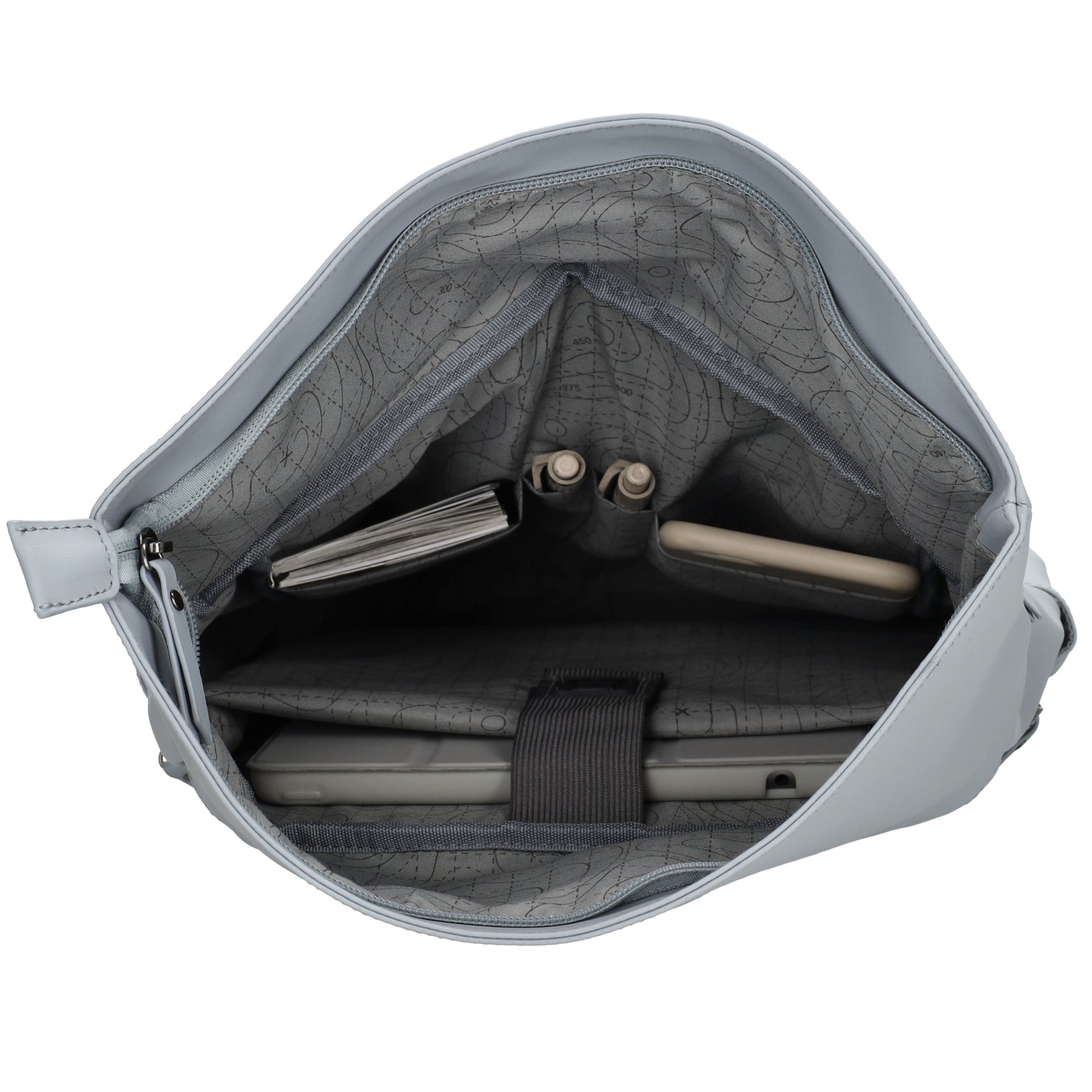 Cityrucksack 36x28cm in Hellblau mit Umschlag und Reißverschluss - leder-accessoires.com