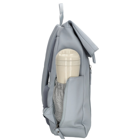 Cityrucksack 36x28cm in Hellblau mit Umschlag und Reißverschluss - leder-accessoires.com