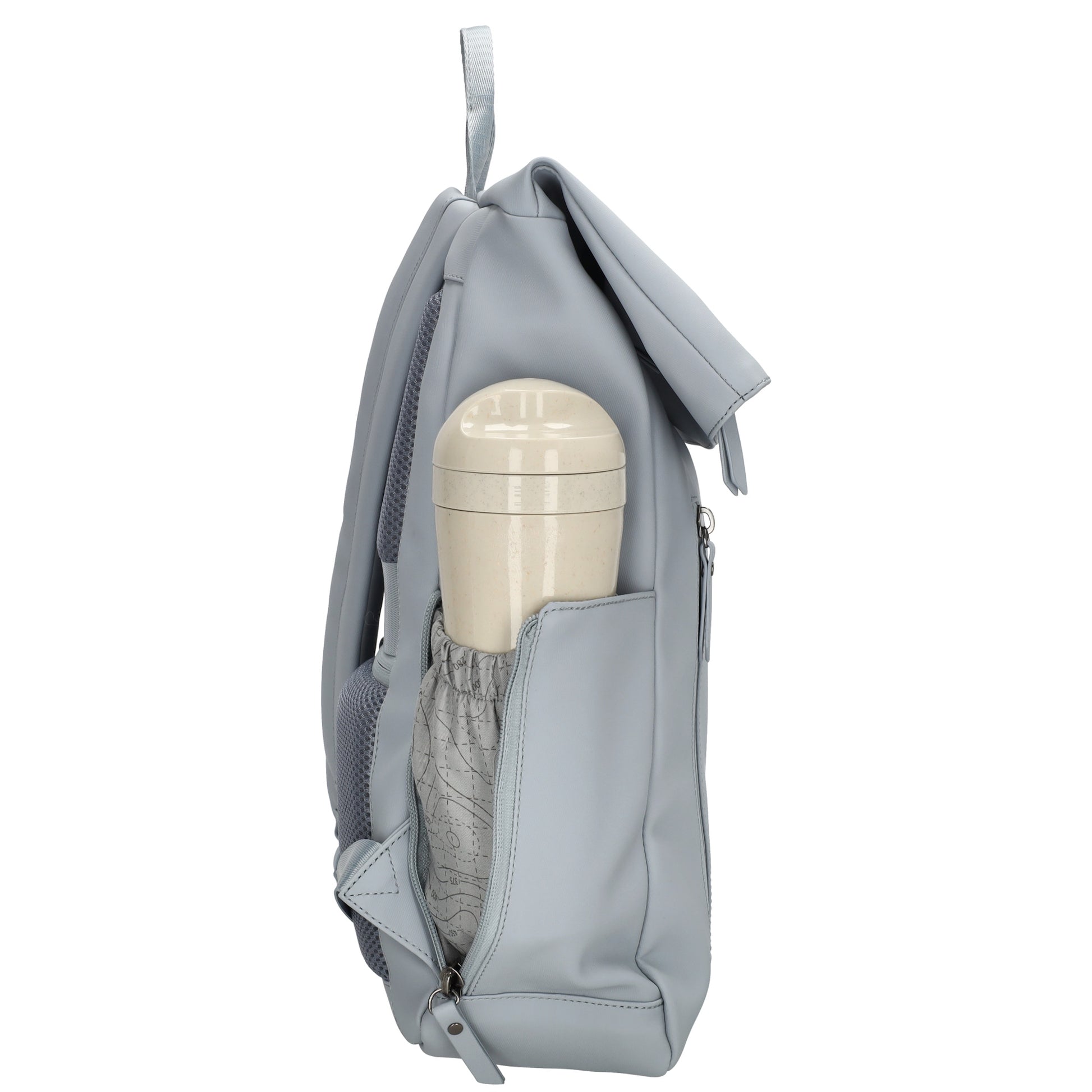 Cityrucksack 36x28cm in Hellblau mit Umschlag und Reißverschluss - leder-accessoires.com