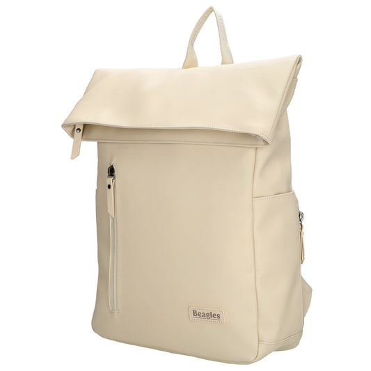Cityrucksack 36x28cm in Creme mit Umschlag und Reißverschluss - leder-accessoires.com