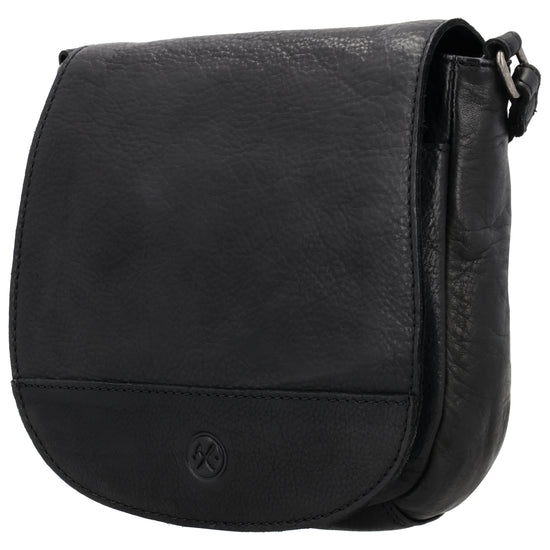 Satteltasche 20 x 19,5cm in Schwarz mit Überschlag und Reißverschluss - leder-accessoires.com