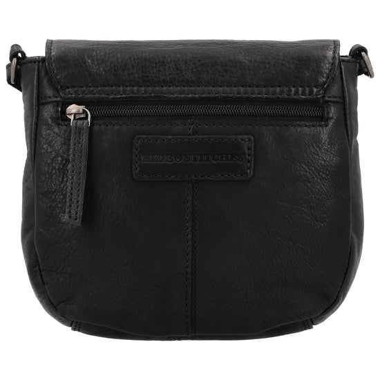 Satteltasche 20 x 19,5cm in Schwarz mit Überschlag und Reißverschluss - leder-accessoires.com