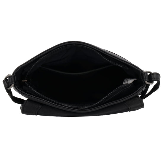 Satteltasche 20 x 19,5cm in Schwarz mit Überschlag und Reißverschluss - leder-accessoires.com