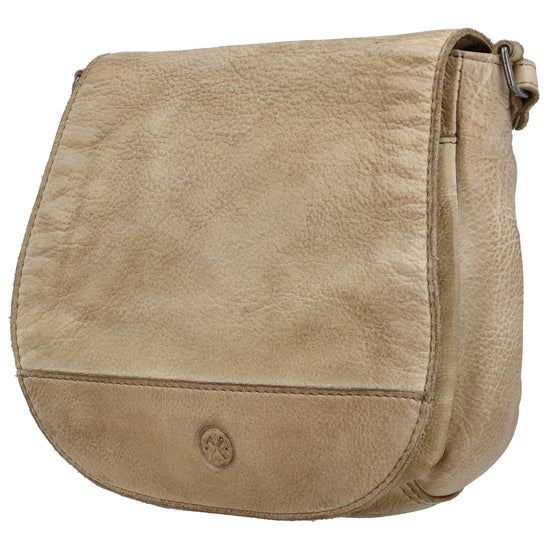 Satteltasche 20 x 19,5cm in Sand mit Überschlag und Reißverschluss - leder-accessoires.com