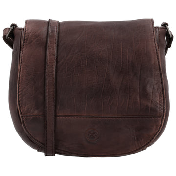Satteltasche 20 x 19,5cm in Braun mit Überschlag und Reißverschluss