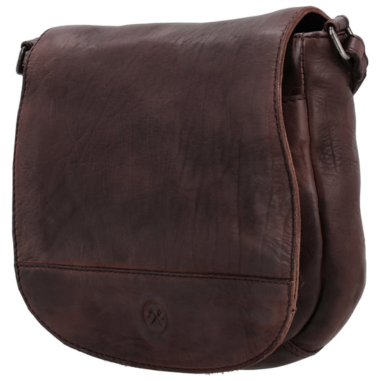 Satteltasche 20 x 19,5cm in Braun mit Überschlag und Reißverschluss - leder-accessoires.com