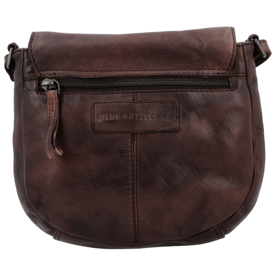 Satteltasche 20 x 19,5cm in Braun mit Überschlag und Reißverschluss - leder-accessoires.com