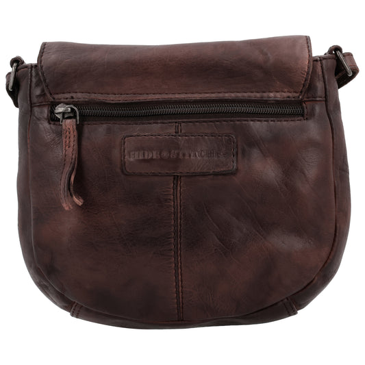 Satteltasche 20 x 19,5cm in Braun mit Überschlag und Reißverschluss