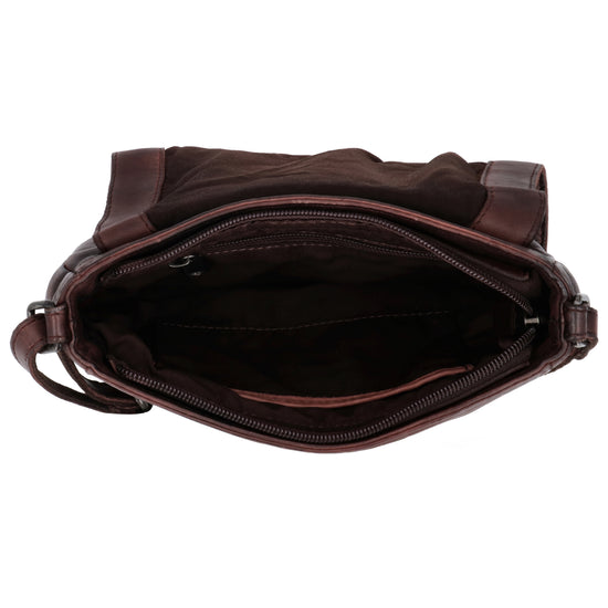 Satteltasche 20 x 19,5cm in Braun mit Überschlag und Reißverschluss - leder-accessoires.com