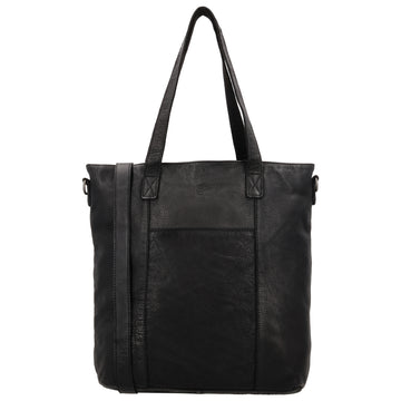 Ledershopper Schwarz 39x37cm – Große Damen Tasche aus Vollrindleder