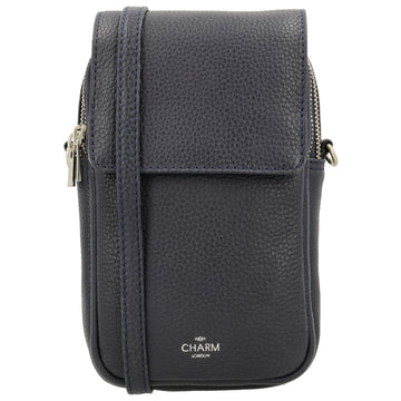 Handytasche Leder 22,5x12x6cm in Blau mit Überschlag