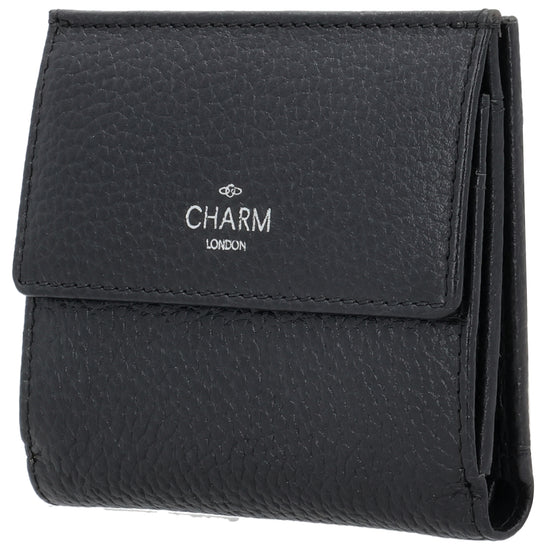 Lederbörse 10,5x9cm im Hochformat in Schwarz mit Druckknopf - leder-accessoires.com