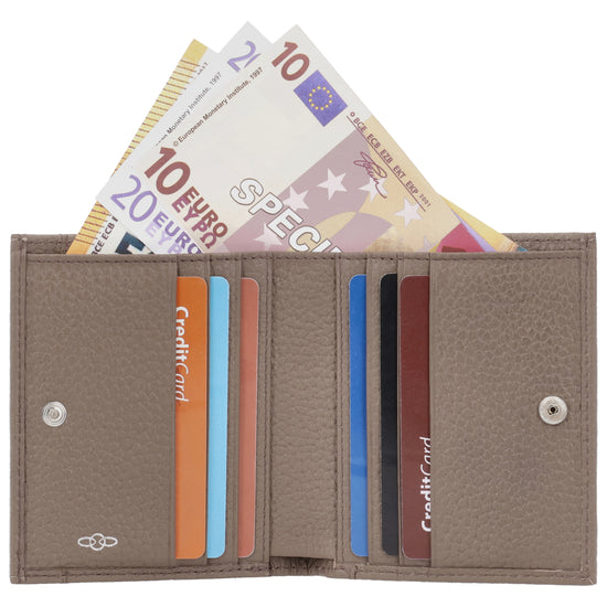 Lederbörse 10,5x9cm im Hochformat in Taupe mit Druckknopf - leder-accessoires.com