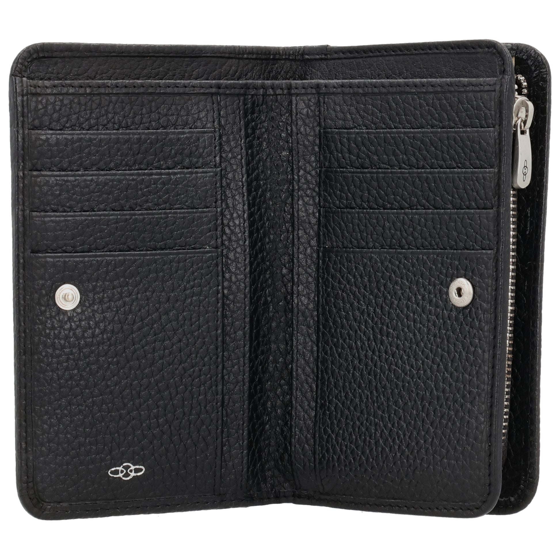 Lederbörse 14x9cm im Querformat in Schwarz mit separatem Münzfach - leder-accessoires.com