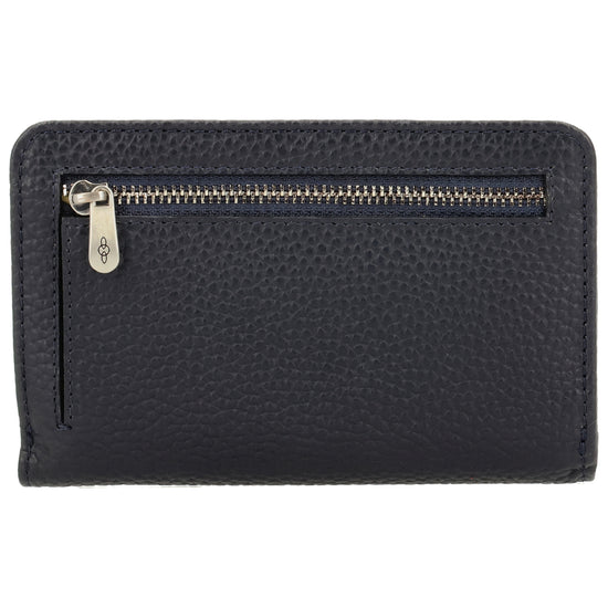 Lederbörse 14x9cm im Querformat in Blau mit separatem Münzfach - leder-accessoires.com