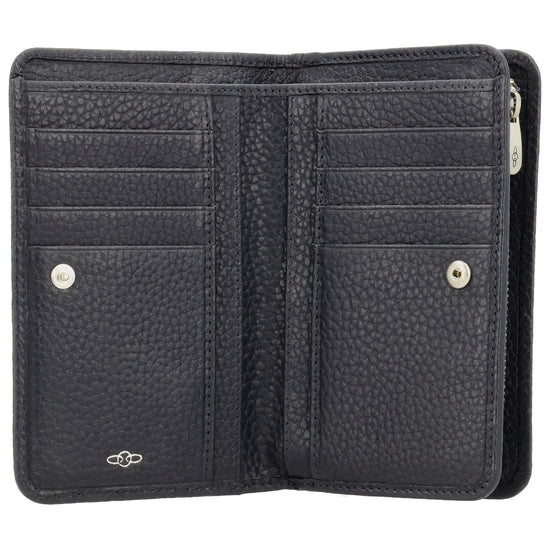 Lederbörse 14x9cm im Querformat in Blau mit separatem Münzfach - leder-accessoires.com