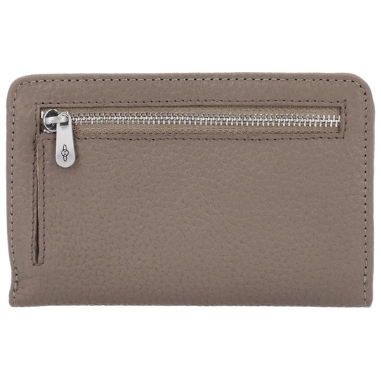 Lederbörse 14x9cm im Querformat in Taupe mit separatem Münzfach - leder-accessoires.com