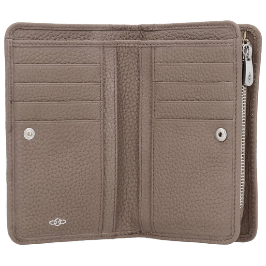 Lederbörse 14x9cm im Querformat in Taupe mit separatem Münzfach - leder-accessoires.com