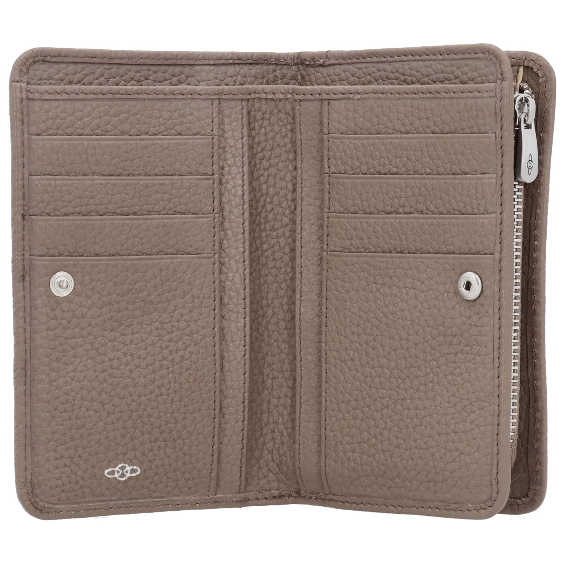 Lederbörse 14x9cm im Querformat in Taupe mit separatem Münzfach - leder-accessoires.com