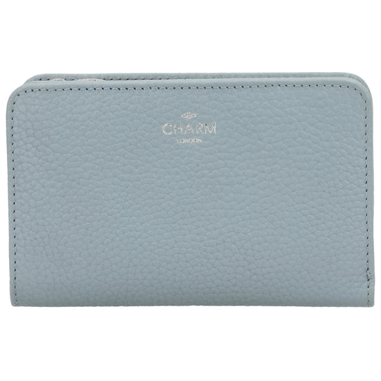 Lederbörse 14x9cm im Querformat in Hellblau mit separatem Münzfach - leder-accessoires.com