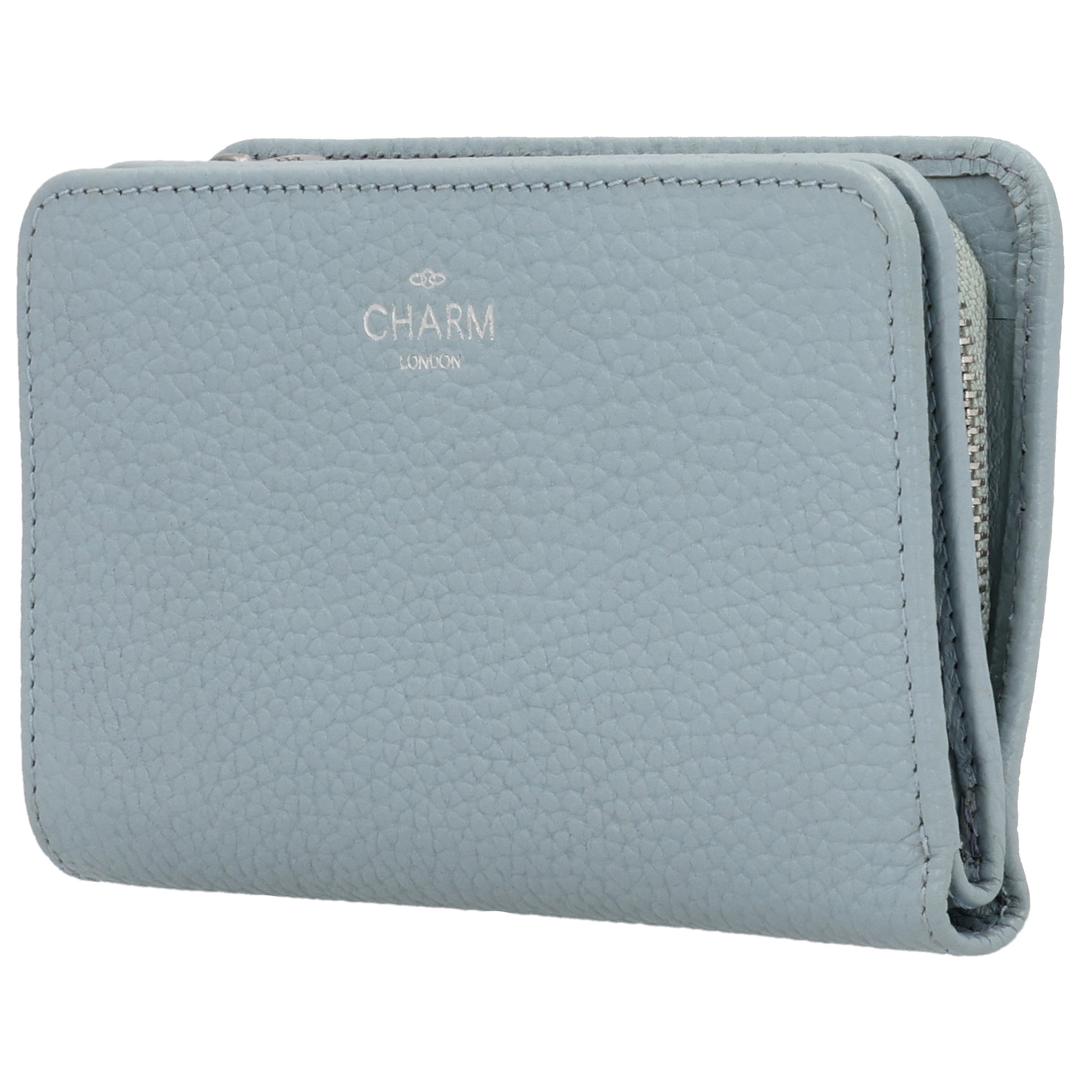 Lederbörse 14x9cm im Querformat in Hellblau mit separatem Münzfach - leder-accessoires.com