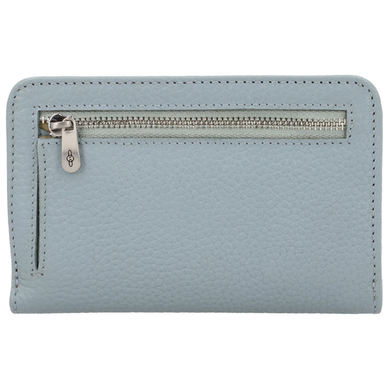 Lederbörse 14x9cm im Querformat in Hellblau mit separatem Münzfach - leder-accessoires.com