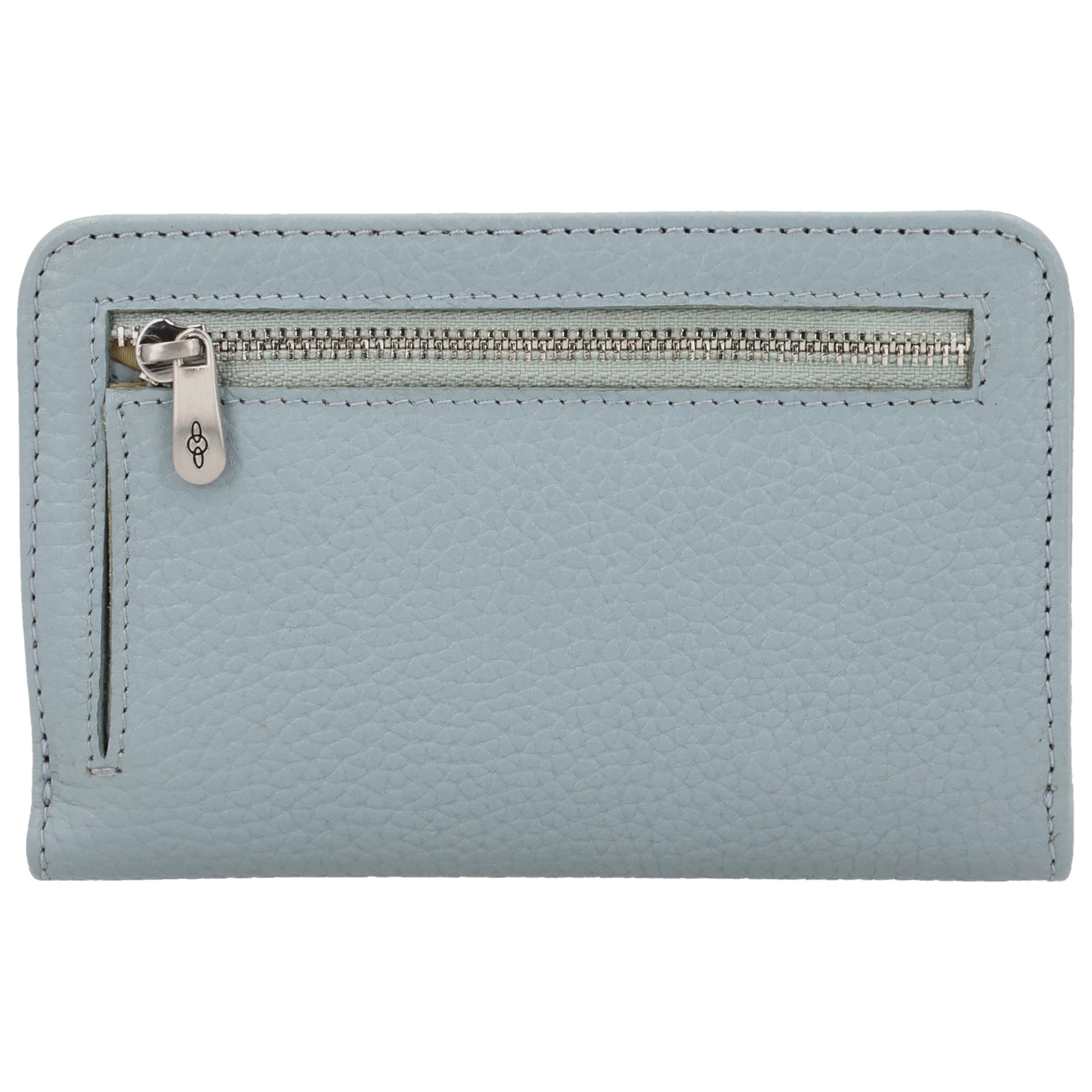 Lederbörse 14x9cm im Querformat in Hellblau mit separatem Münzfach - leder-accessoires.com