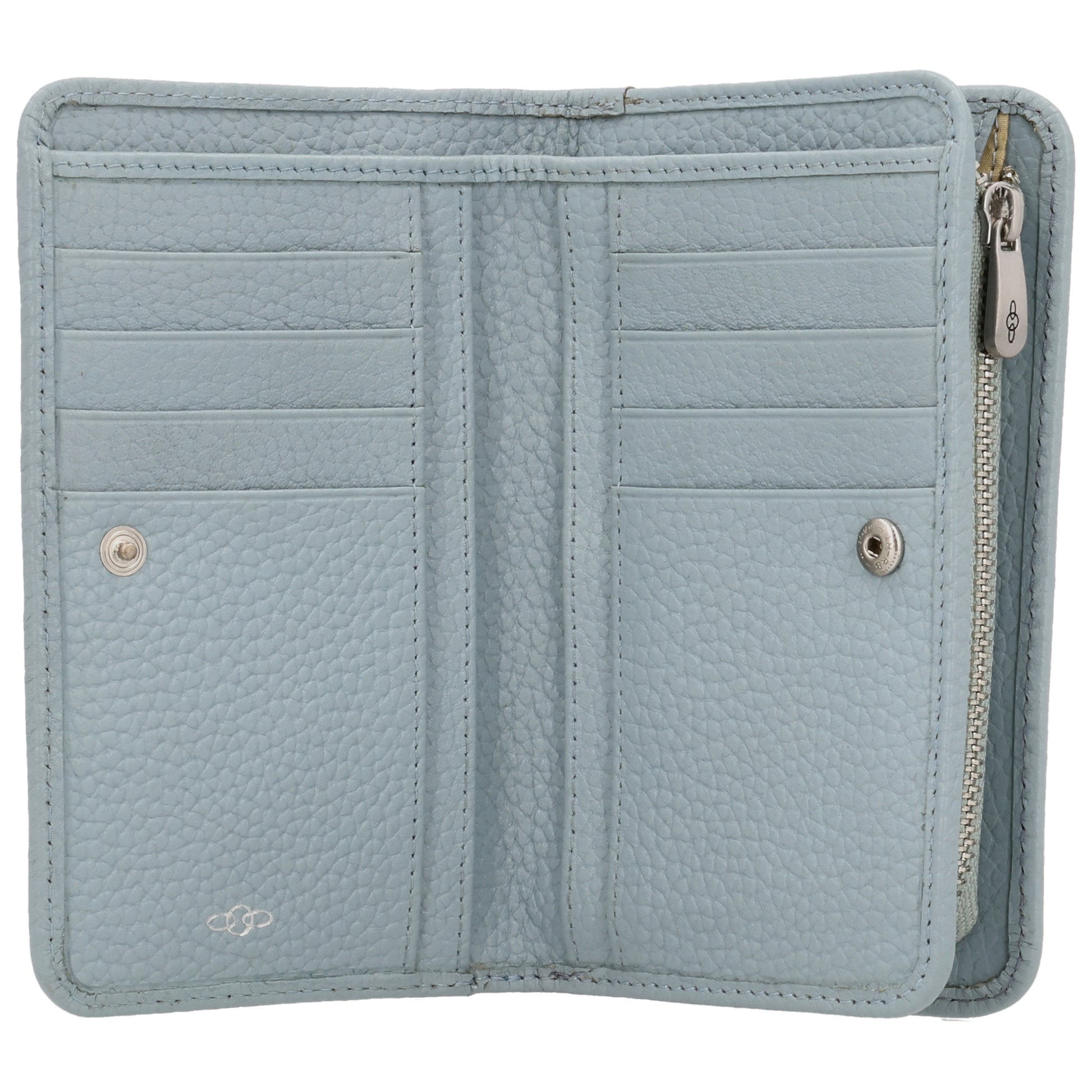 Lederbörse 14x9cm im Querformat in Hellblau mit separatem Münzfach - leder-accessoires.com