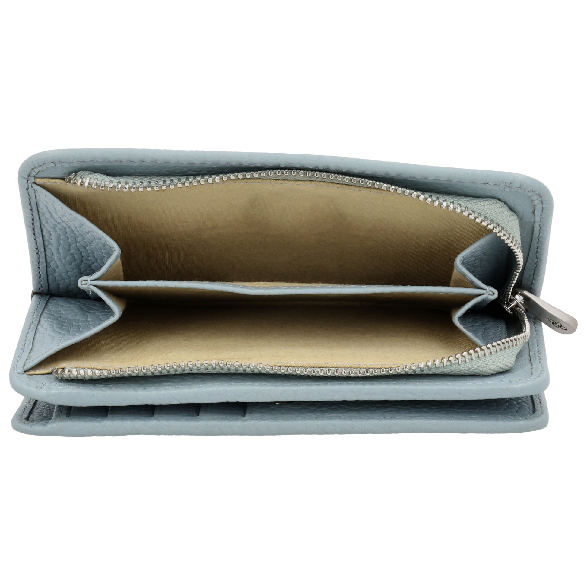 Lederbörse 14x9cm im Querformat in Hellblau mit separatem Münzfach - leder-accessoires.com