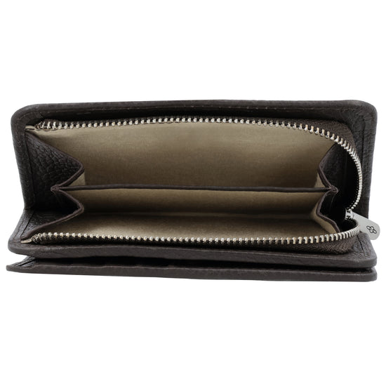 Lederbörse 14x9cm im Querformat in Braun mit separatem Münzfach - leder-accessoires.com