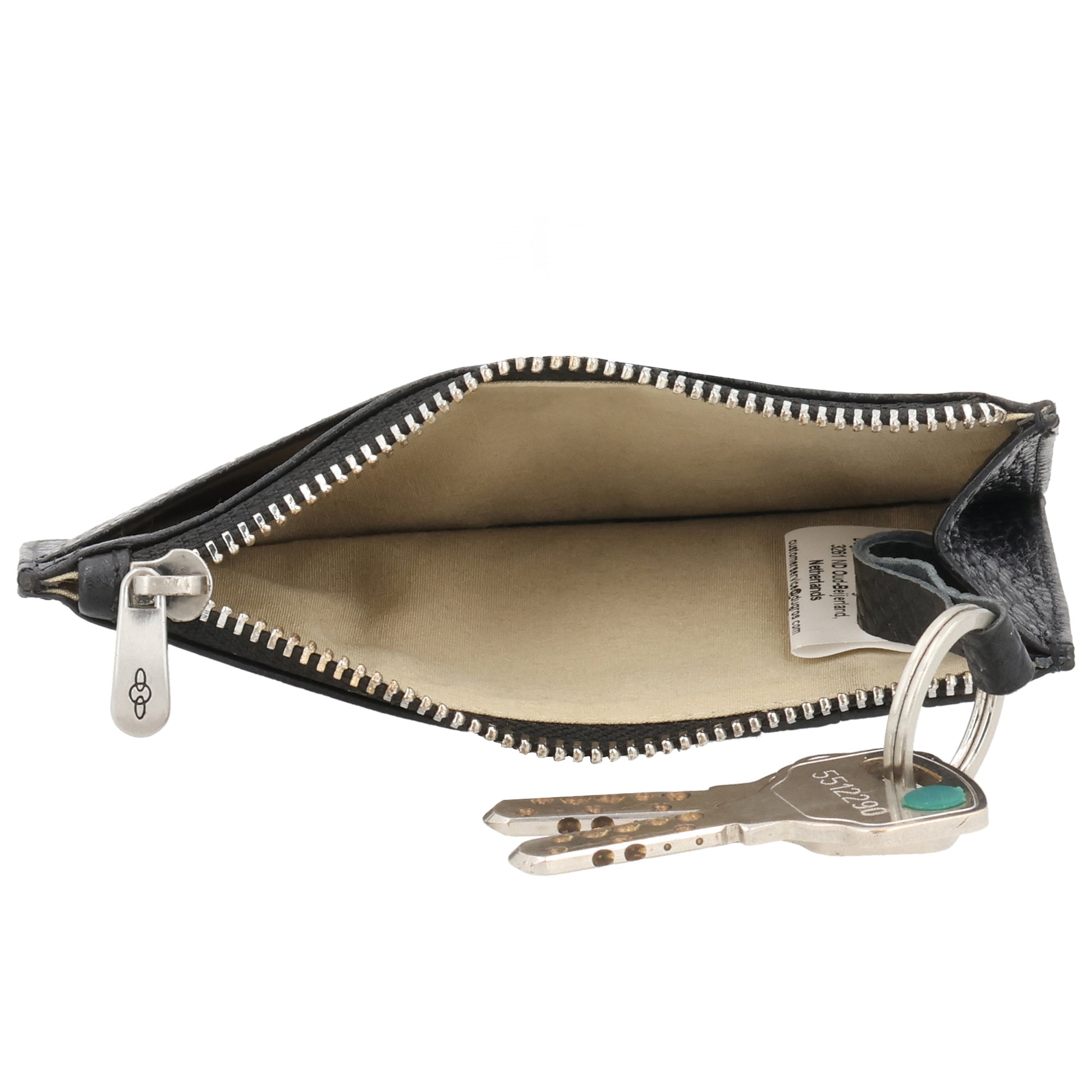Karten-| Schlüsseletui 13,5x7,5cm in Schwarz mit Reißverschluss - leder-accessoires.com
