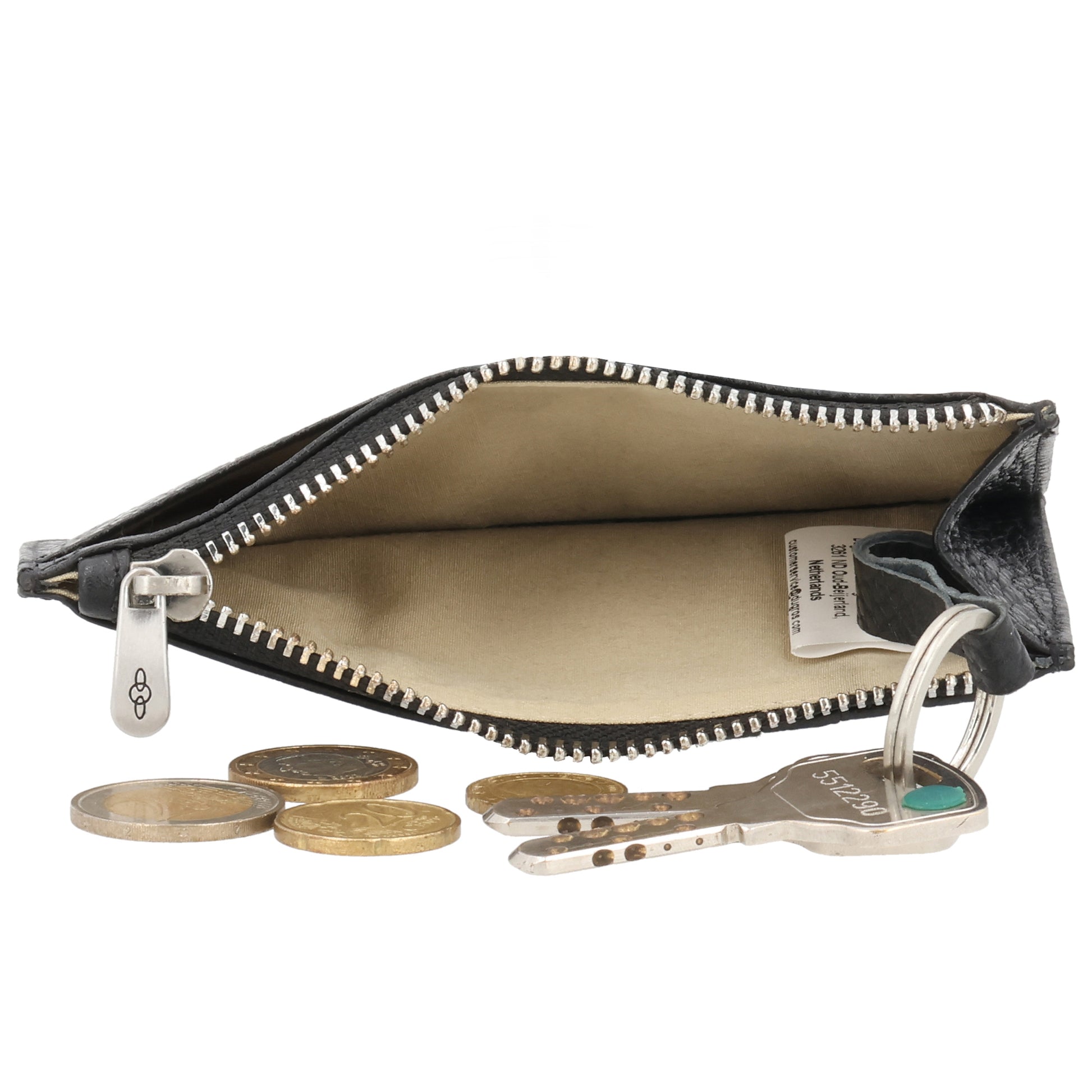 Karten-| Schlüsseletui 13,5x7,5cm in Schwarz mit Reißverschluss - leder-accessoires.com
