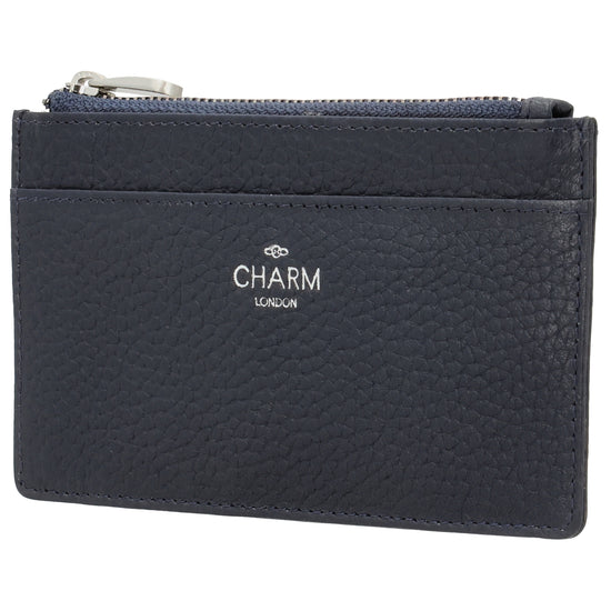 Karten-| Schlüsseletui 13,5x7,5cm in Blau mit Reißverschluss - leder-accessoires.com