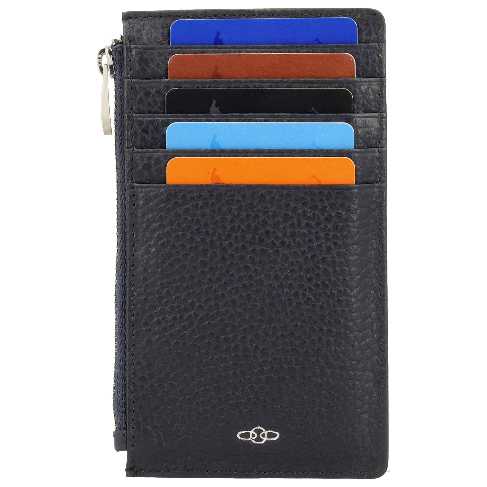 Karten-| Schlüsseletui 13,5x7,5cm in Blau mit Reißverschluss - leder-accessoires.com