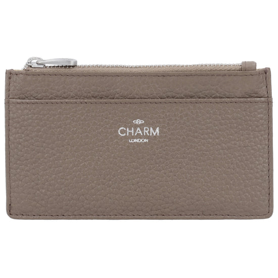 Karten-| Schlüsseletui 13,5x7,5cm in Taupe mit Reißverschluss - leder-accessoires.com