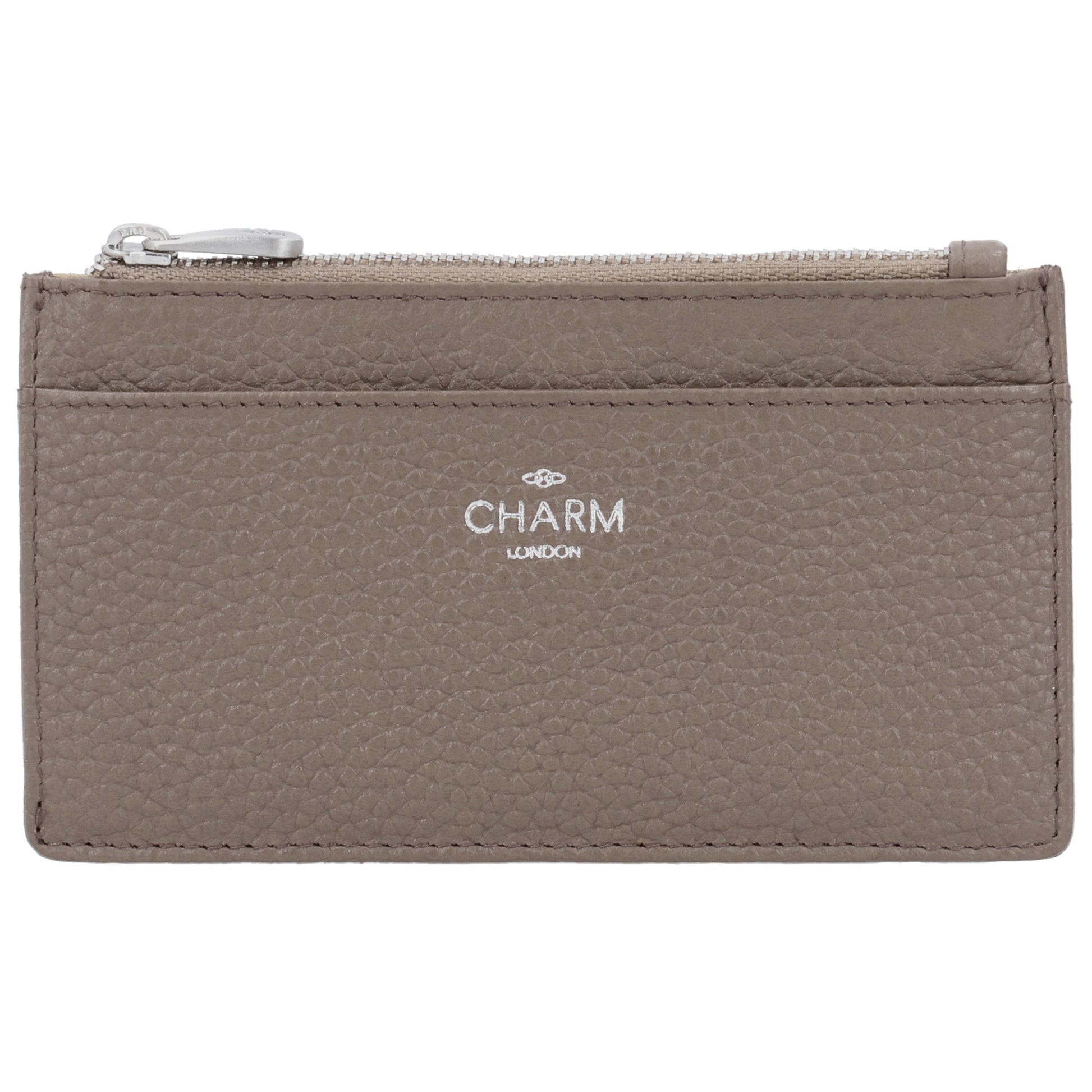 Karten-| Schlüsseletui 13,5x7,5cm in Taupe mit Reißverschluss - leder-accessoires.com