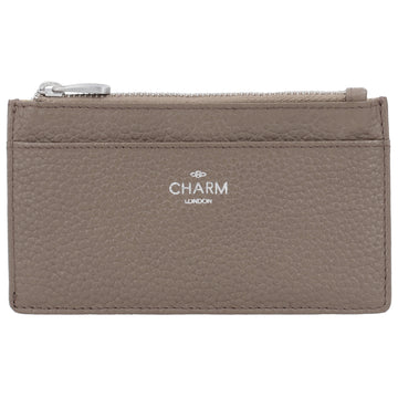 Karten-| Schlüsseletui 13,5x7,5cm in Taupe mit Reißverschluss - leder-accessoires.com