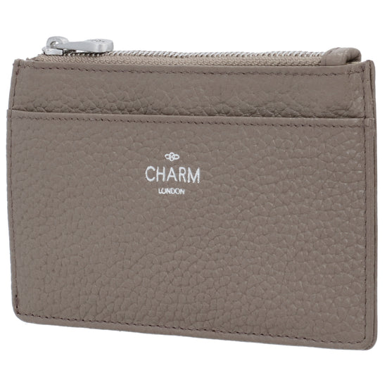 Karten-| Schlüsseletui 13,5x7,5cm in Taupe mit Reißverschluss - leder-accessoires.com