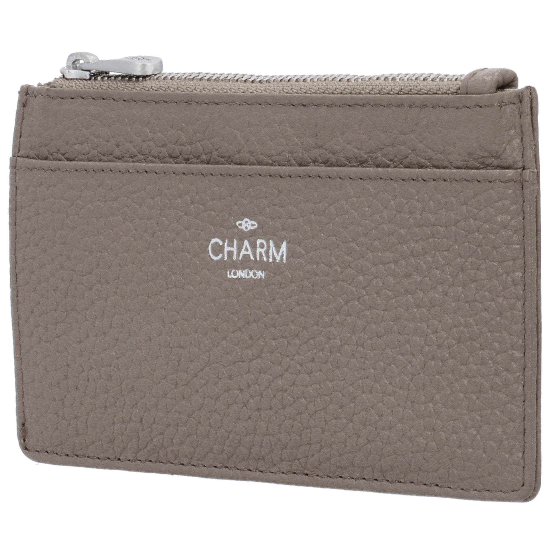 Karten-| Schlüsseletui 13,5x7,5cm in Taupe mit Reißverschluss - leder-accessoires.com