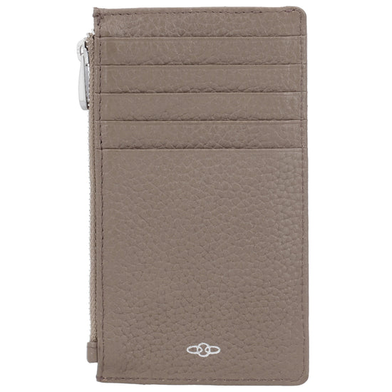 Karten-| Schlüsseletui 13,5x7,5cm in Taupe mit Reißverschluss - leder-accessoires.com