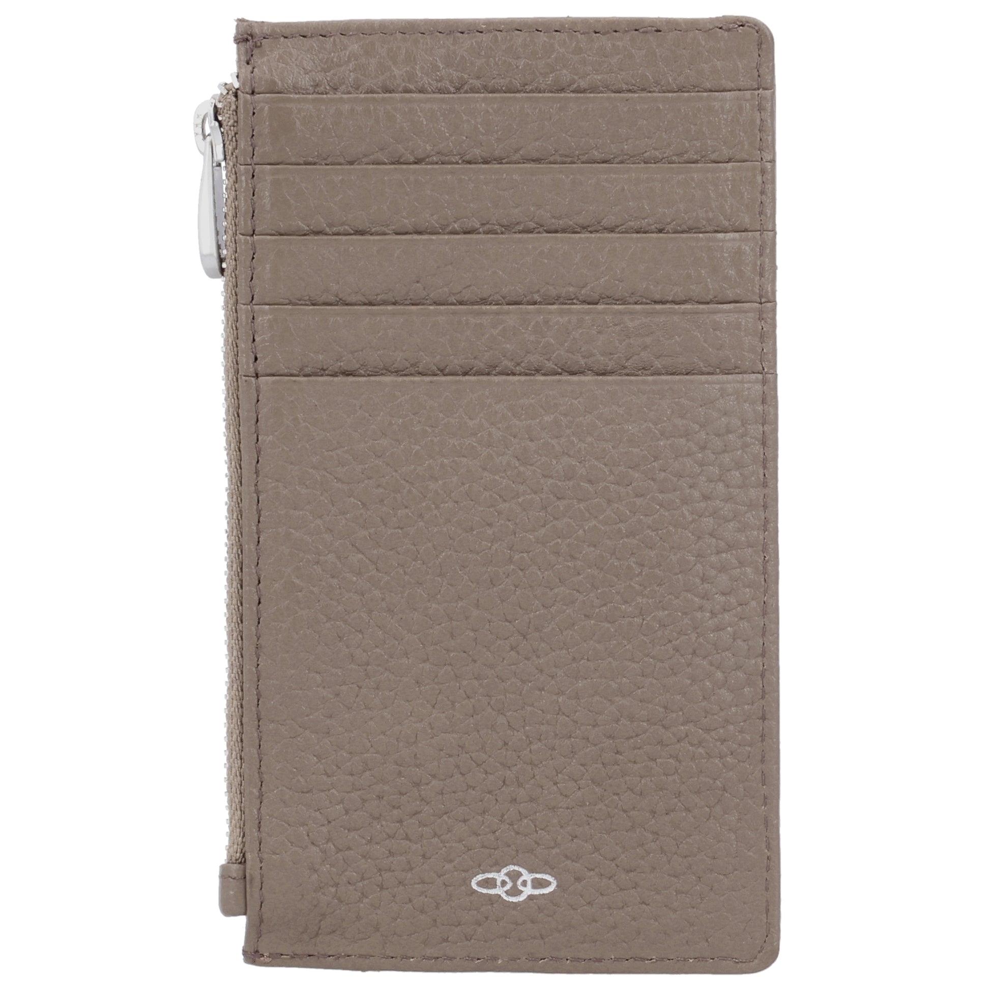 Karten-| Schlüsseletui 13,5x7,5cm in Taupe mit Reißverschluss - leder-accessoires.com