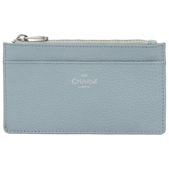 Karten-| Schlüsseletui 13,5x7,5cm in Hellblau mit Reißverschluss - leder-accessoires.com