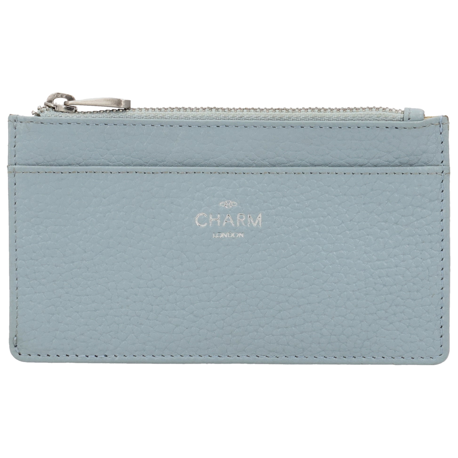 Karten-| Schlüsseletui 13,5x7,5cm in Hellblau mit Reißverschluss - leder-accessoires.com