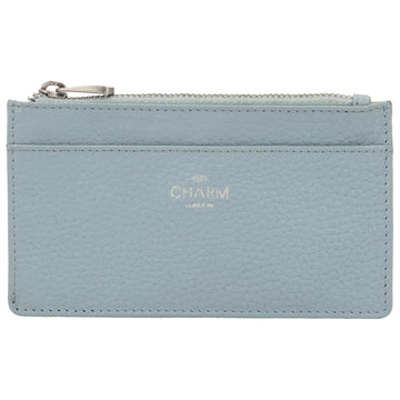 Karten-| Schlüsseletui 13,5x7,5cm in Hellblau mit Reißverschluss - leder-accessoires.com