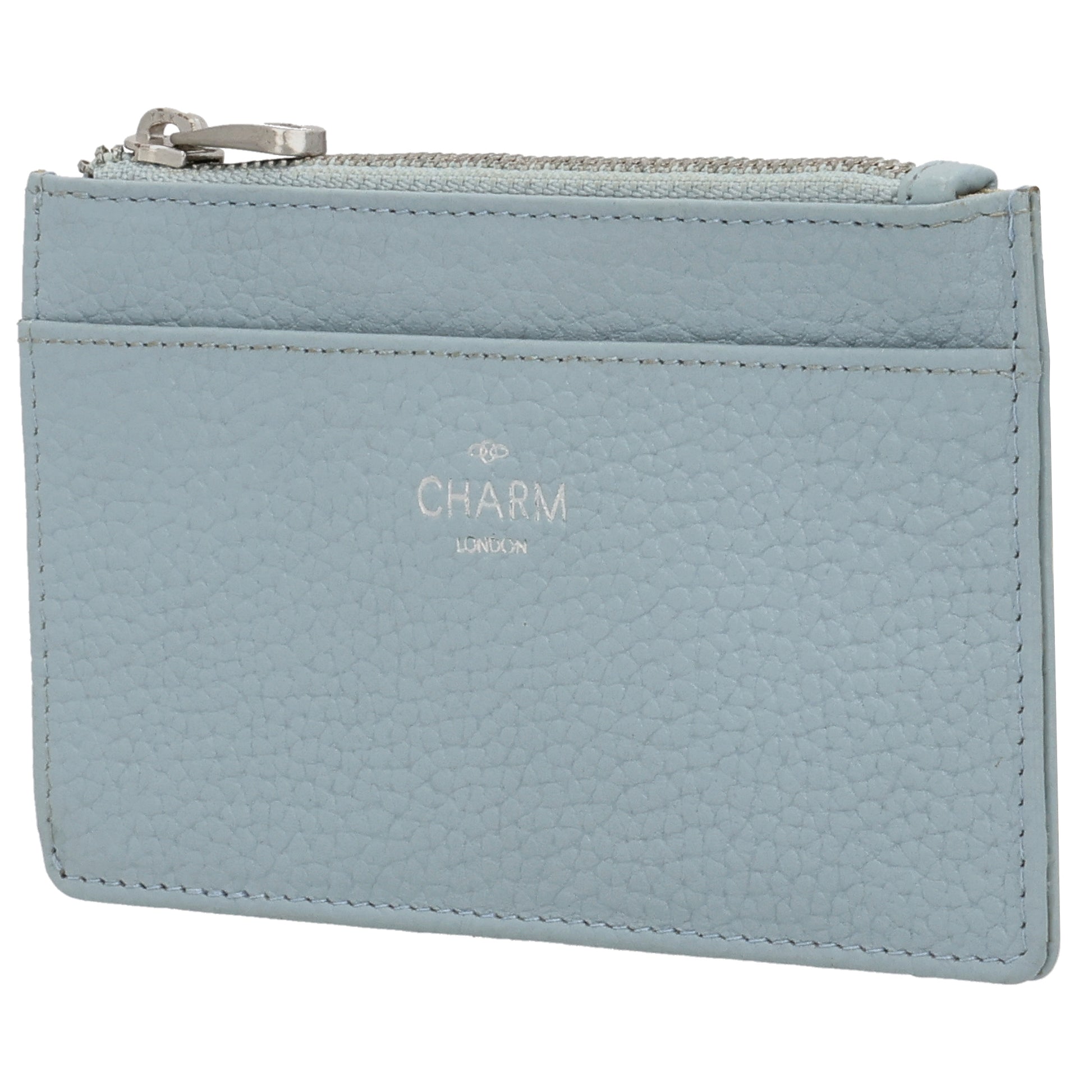 Karten-| Schlüsseletui 13,5x7,5cm in Hellblau mit Reißverschluss - leder-accessoires.com