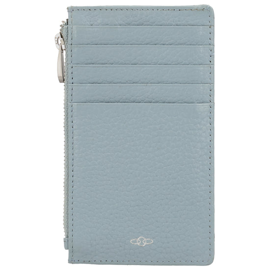 Karten-| Schlüsseletui 13,5x7,5cm in Hellblau mit Reißverschluss - leder-accessoires.com